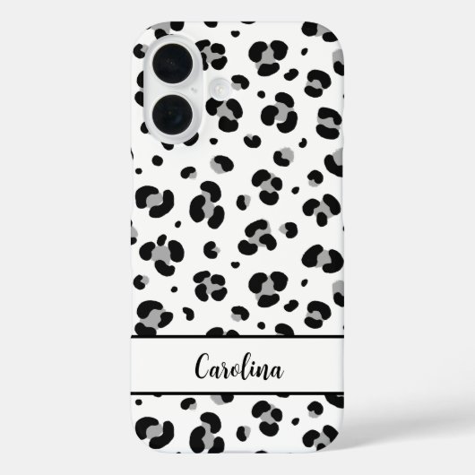 Étui iPhone personnalisé Léopard noir moderne (Verso)