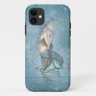 Étui iPhone pour l'art de fantaisie de sirène mère
