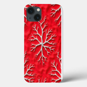 Étui iPhone Red Branch Art avec motif en relief