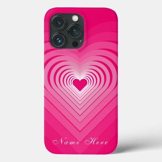 Étui iPhone rose avec cœurs et nom personnalisé (Verso)