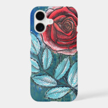Étui iPhone Rose Rouge Expressionniste Fantaisiste