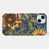 Étui iPhone Rustique Moderne Tournesol et Denim (Verso Horizontal)