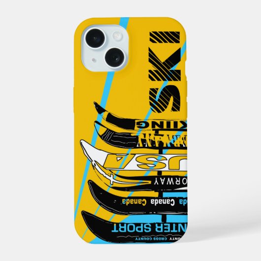 Étui iPhone Ski Blade Orange Bleu (Verso)