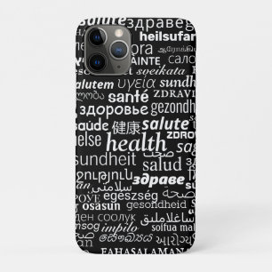 Étui iPhone Texte de Santé Multilingue Vos Couleur