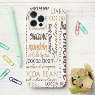 Coque iPhone Typographie du chocolat multilingue Collage de mot