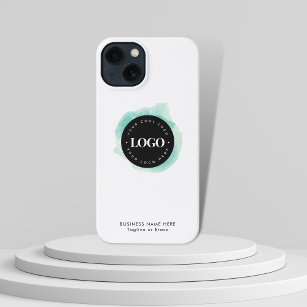 Etui iPhone 13 Vert aquarelle personnalisée Entreprise Logo Entre