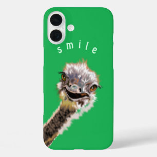 Étui iPhone vert avec Autruche Drôle - Sourire