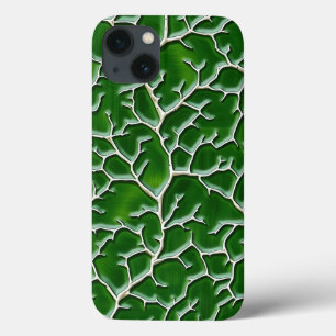 Étui iPhone vert foncé à motif de veine