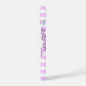 Étui iPhone vertical monogramme rayé lilas rose (Côté gauche)