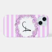 Étui iPhone vertical monogramme rayé lilas rose (Verso Horizontal)