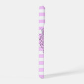 Étui iPhone vertical monogramme rayé lilas rose (Côté droit)