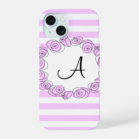 Étui iPhone vertical monogramme rayé lilas rose (Verso)