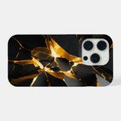 Étui Luxe iPhone 16 Fracture Or Noir (Verso Horizontal)