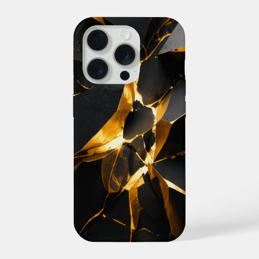 Étui Luxe iPhone 16 Fracture Or Noir (Verso)