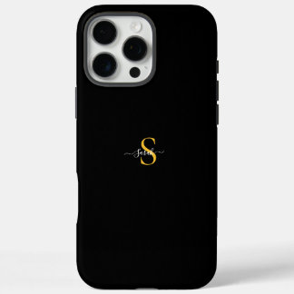 Étui Luxueux Or Monogramme Noir iPhone 16 Pro Max