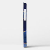 Étui minimal chic glam moderne agate bleu et or -M (Verso / Gauche)