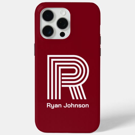 Étui moderne monogramme marron pour iPhone 15 Pro (Verso)