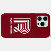Étui moderne monogramme marron pour iPhone 15 Pro (Verso (horizontal))