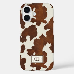 Étui Monogrammé en Cuir de Vache Marron