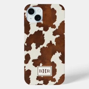 Étui Monogrammé en Cuir de Vache Marron