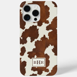 Étui Monogrammé en Cuir de Vache Marron