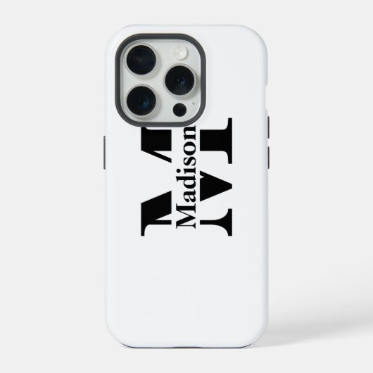Étui monogramme minimal noir moderne Case-Mate (Verso)