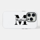 Étui monogramme minimal noir moderne Case-Mate (Verso Horizontal)