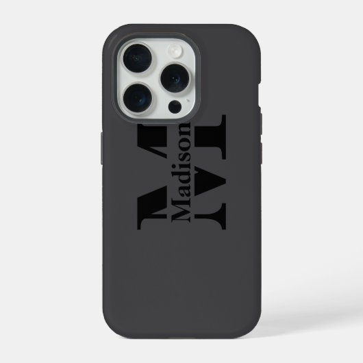 Étui monogramme minimal noir moderne Case-Mate (Verso)