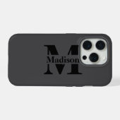 Étui monogramme minimal noir moderne Case-Mate (Verso Horizontal)