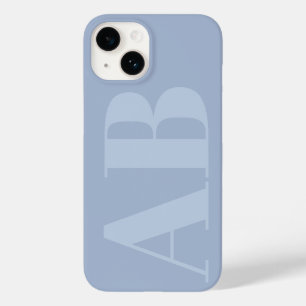 Étui monogramme minimaliste initial bleu et gris m