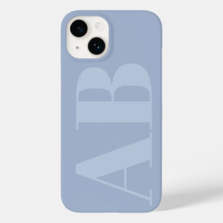 Étui monogramme minimaliste initial bleu et gris m