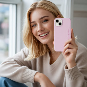 Étui monogramme minimaliste moderne rose féminin