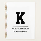 Étui monogramme moderne minimaliste noir et blanc- (Devant)
