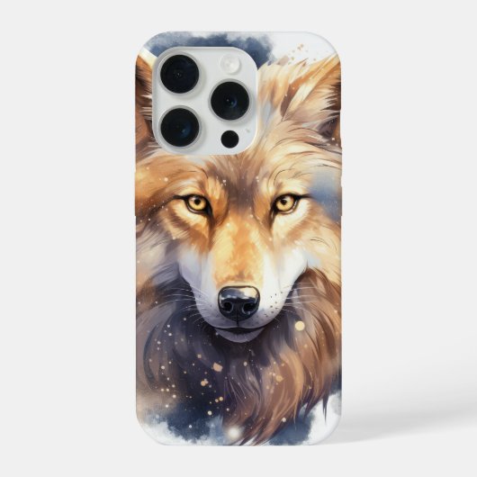 Étui Mystique Loup Doré pour iPhone 15 Pro (Verso)
