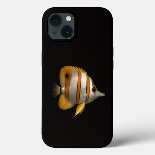 Étui noir 4 Luxe pour iPhone 13, Poisson-papillon  (Verso)