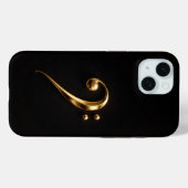 Étui Noir 4 Luxe pour iPhone 15, Clé de Sol Dorée (Verso (horizontal))