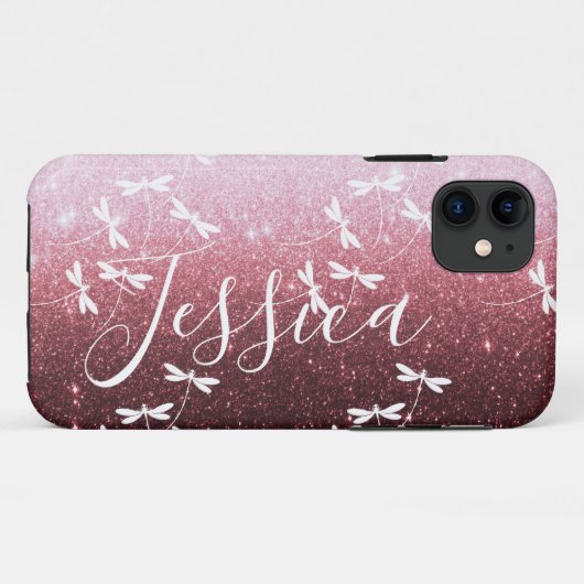 Étui personnalisé Glitter et libellules Case-Mate (Dos (Horizontal))