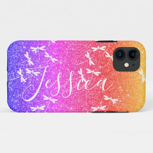 Étui personnalisé Glitter et libellules Case-Mate (Dos (Horizontal))