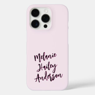 Étui personnalisé monogramme moderne noir et rose