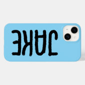 ÉTUI PERSONNALISÉ POUR IPHONE BLEU AVEC NOM (Verso (horizontal))