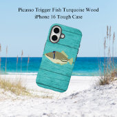 Étui Picasso Trigger Fish Turquoise Bois pour iPho