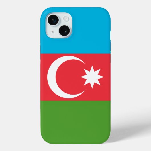 Étui pour Apple iPhone 15 Plus, drapeau de l'Azerb (Verso)