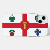 Étui pour Apple iPhone 15 Plus, drapeau de Montréa (Verso (horizontal))