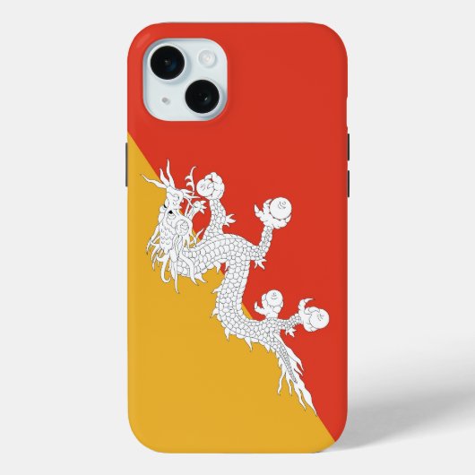 Étui pour Apple iPhone 15 Plus, drapeau du Bhoutan (Verso)