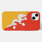 Étui pour Apple iPhone 15 Plus, drapeau du Bhoutan (Verso (horizontal))