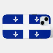 Étui pour Apple iPhone 15 Plus, drapeau du Québec (Verso (horizontal))
