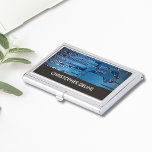 Étui Pour Cartes De Visite Carte de circuit d'ordinateur bleu élégant HighTec<br><div class="desc">Porte carte de visite avec une photo de studio professionnel d'un circuit imprimé d'ordinateur. Vous pouvez l'associer à des cartes de visite.</div>