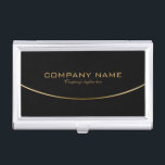 Étui Pour Cartes De Visite Design géométrique moderne simple en noir et or<br><div class="desc">Elégante couleur arrière - plan personnalisée noire avec des formes géométriques de trait d'or simples. Design moderne,  minimaliste et audacieux.</div>