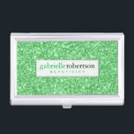 Étui Pour Cartes De Visite Élégante Kelly Parties scintillant verte Texture I<br><div class="desc">Elégante parties scintillant vert kelly et texture étincelante imprimer texte blanc arrière - plan et vert et noir suggéré couleur du texte.</div>