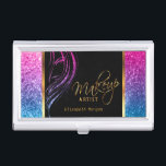 Étui Pour Cartes De Visite Fille colorée de parties scintillantes avec le<br><div class="desc">Les porte-cartes de carte de visite professionnels dans une fille colorée de parties scintillantes avec la conception de noir et d'or impriment avec le texte de do-it-yourself. 100% personnalisable. Préparez pour compléter les boîtes ou pour cliquer sur dessus la PERSONNALISER IL bouton pour changer, déplacer, supprimer ou ajouter le texte...</div>